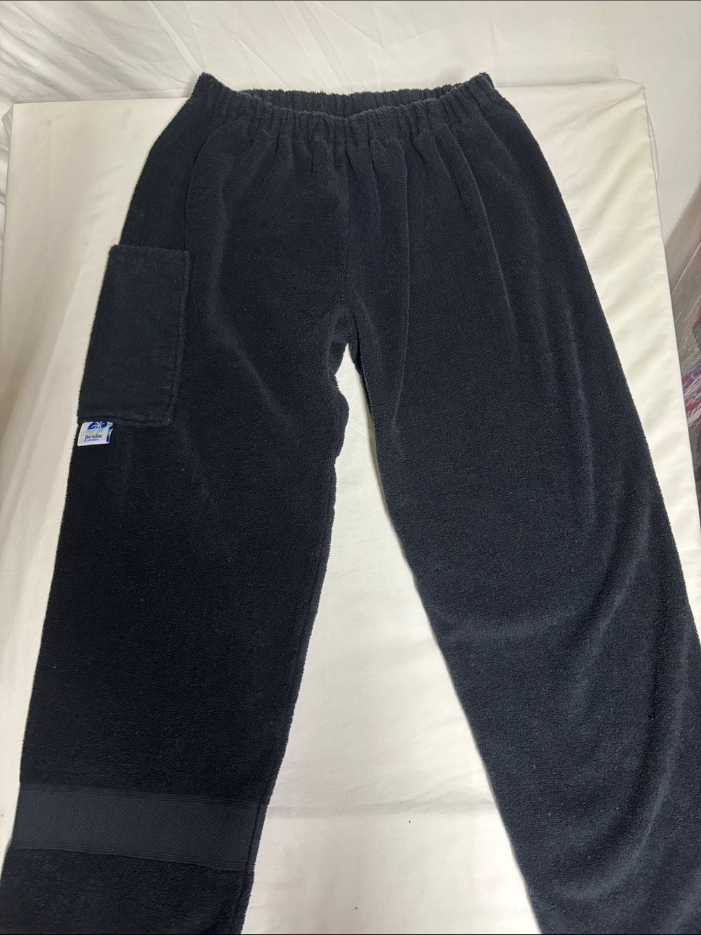 Wide Leg Towel Pants in Black - Cozy Everyday Comfort